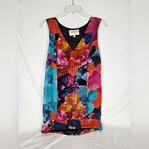 Leifsdottir Blue Pink Pleated Sheath Mini Dress